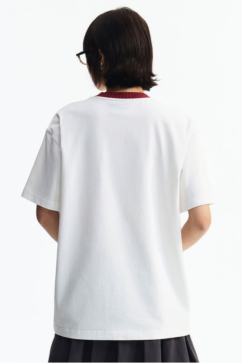MEDM Colorful Knitted Collar T-shirt