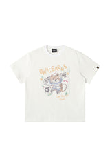 Dangerouspeople DSP Hand‑Drawn Guitar Cat Cotton Couple Tee