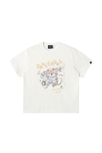 Dangerouspeople DSP Hand‑Drawn Guitar Cat Cotton Couple Tee