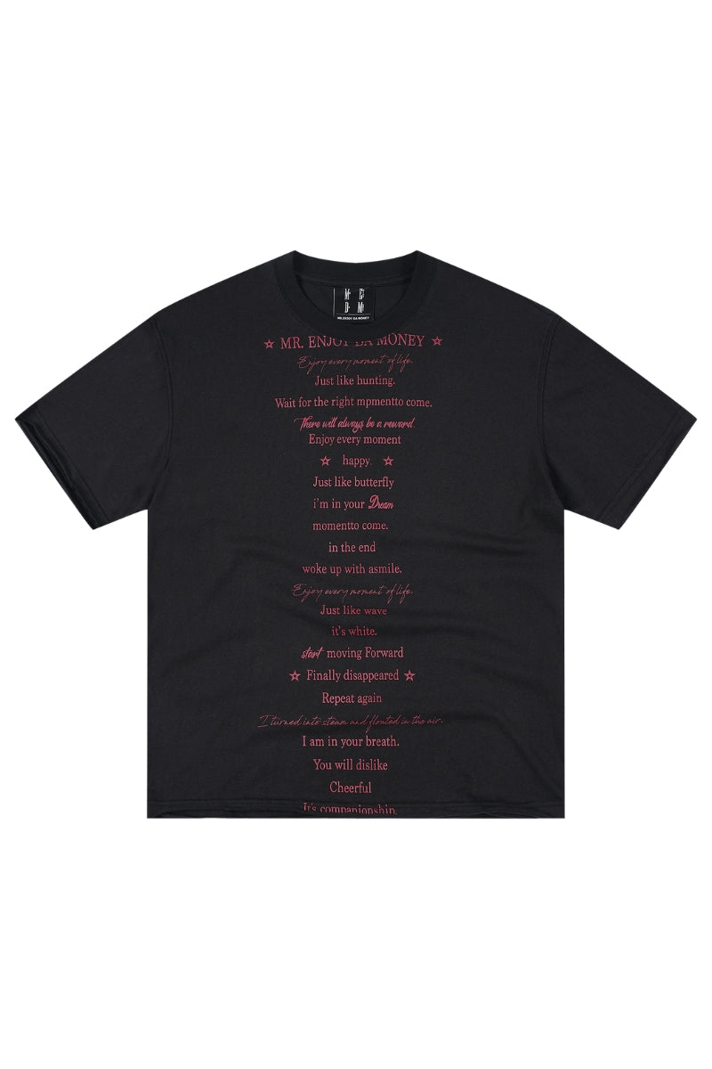 MEDM Poem Print Knit Crew Neck Unisex Tee