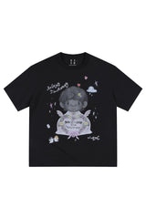 MEDM 3D Hand-Drawn Angel Print Loose Couple Tee