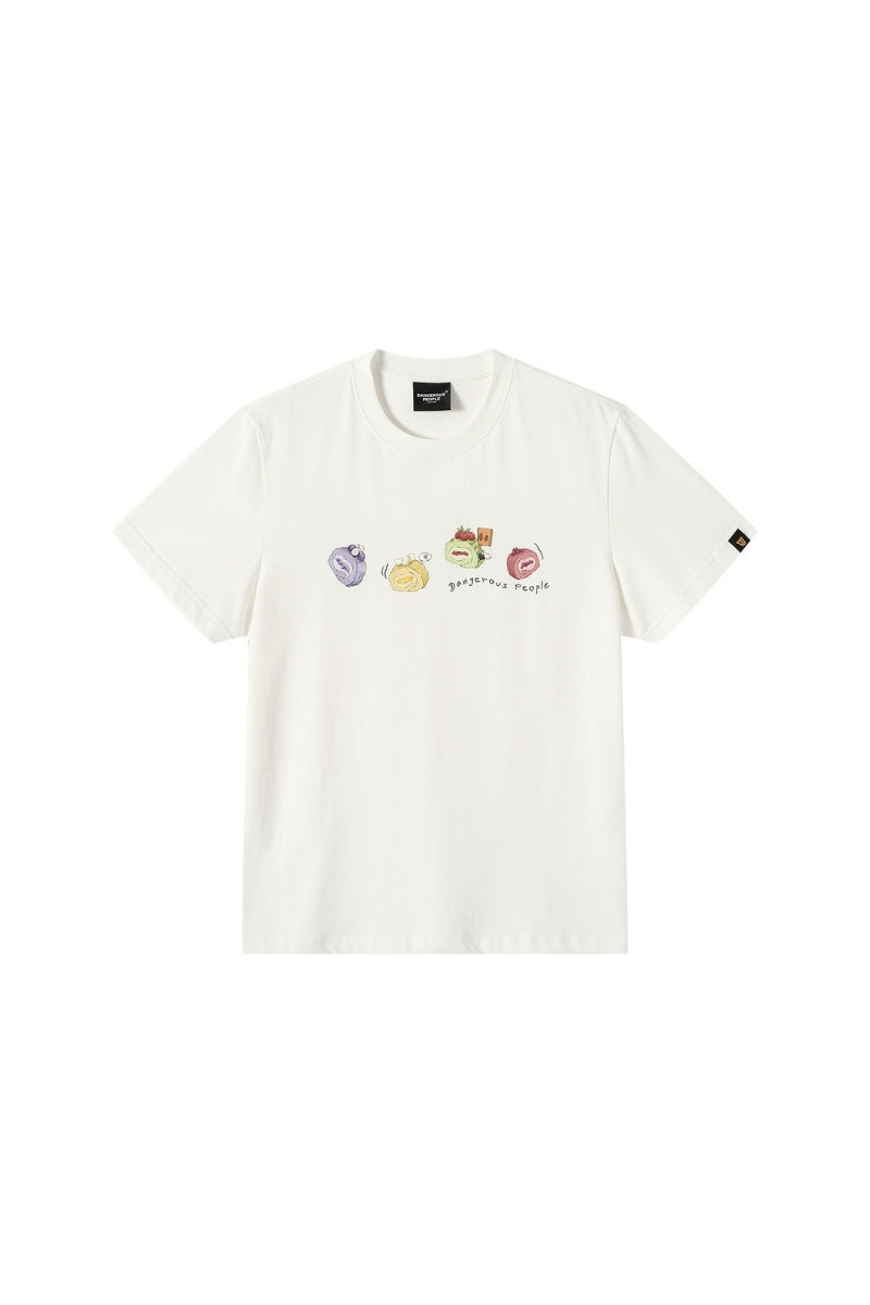 Dangerouspeople DSP Fun Fruit Print Drop‑Shoulder 100% Cotton T‑Shirt