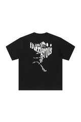 Dangerouspeople DSP Motion Blur Letter Print T‑Shirt Sporty Oversized Loose Streetwear Unisex Tee