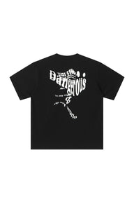 Dangerouspeople DSP Motion Blur Letter Print T‑Shirt Sporty Oversized Loose Streetwear Unisex Tee