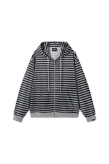 Dangerouspeople | Striped Paper Bag Man Drop Shoulder Zip Hoodie