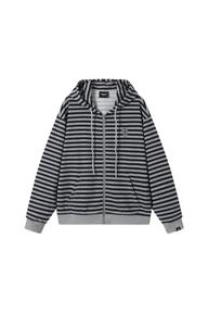 Dangerouspeople | Striped Paper Bag Man Drop Shoulder Zip Hoodie