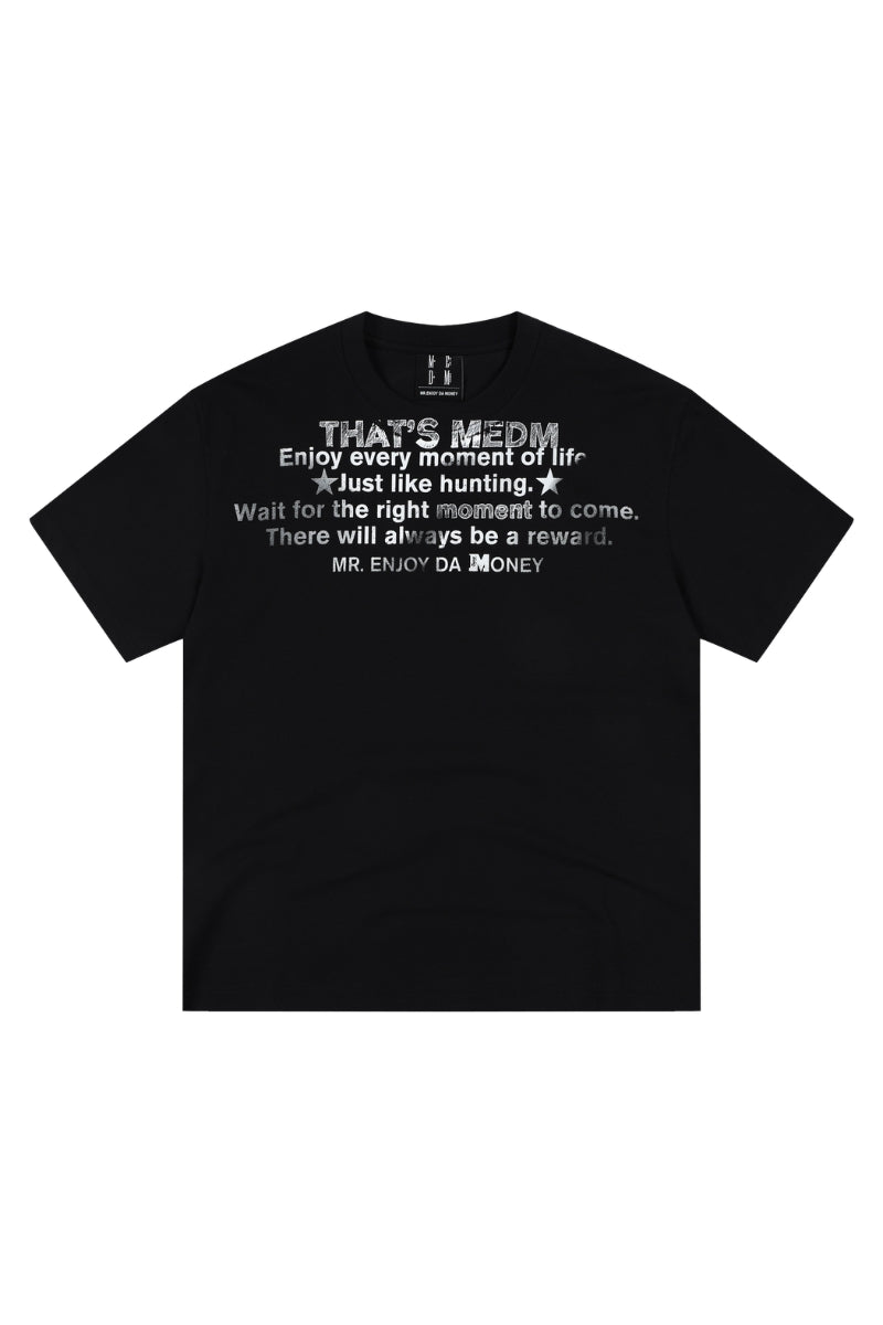 MEDM Vintage Letter Print Split Hem Unisex T-Shirt
