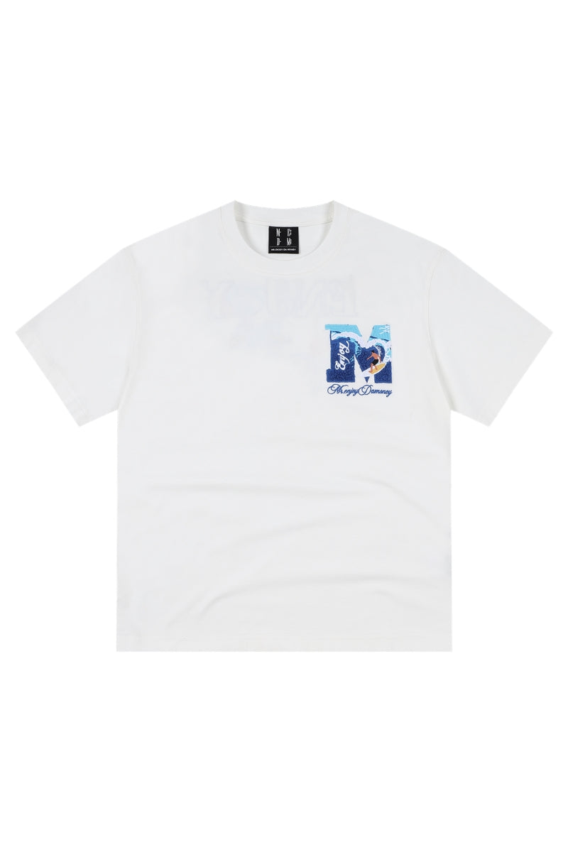 MEDM Beach Surf Towel Embroidery Loose Cotton Unisex Summer Tee