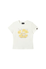 DangerousPeople DSP Glitter Mini‑D Print Tee Slim Fit Sweet‑Cool Women T‑Shirt