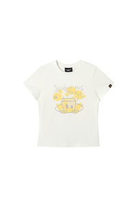 DangerousPeople DSP Glitter Mini‑D Print Tee Slim Fit Sweet‑Cool Women T‑Shirt