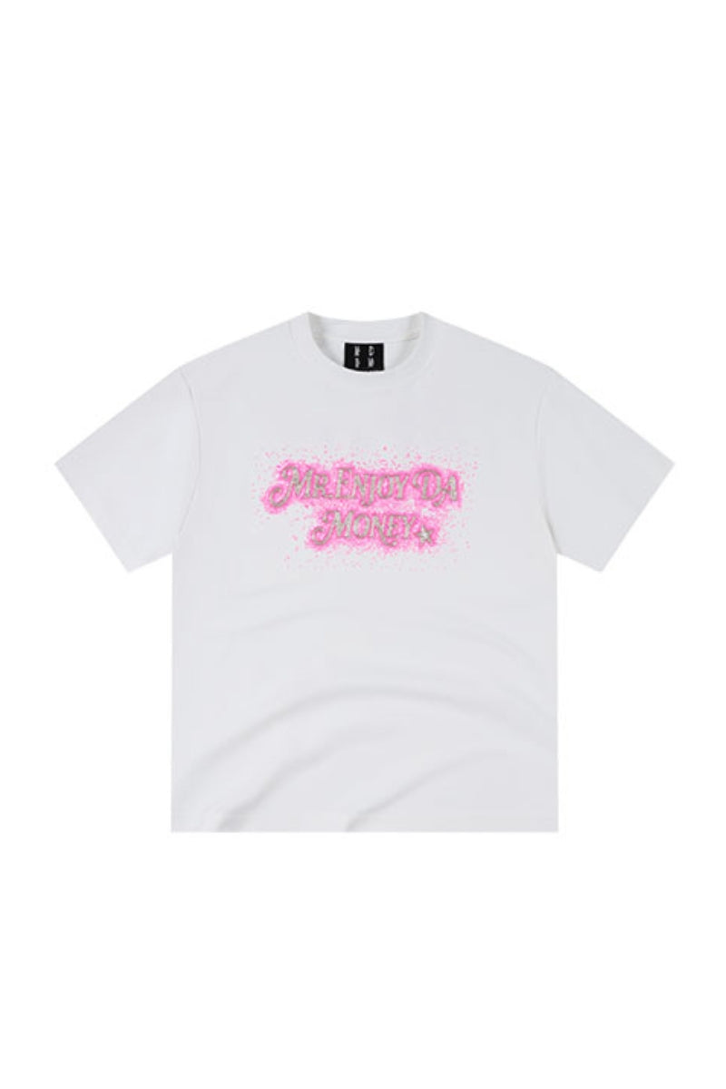 MEDM Sequin Beaded Letter Unisex Loose Short Sleeve Tee