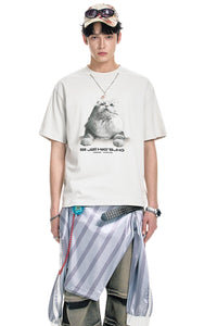 BJHG American Print True‑Shoulder Fitted Tee Women Summer Cool Quick‑Dry Streetwear Top