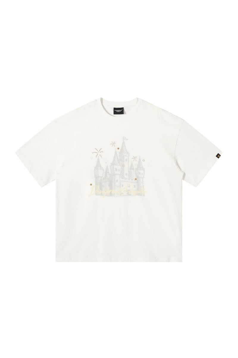 Dangerouspeople DSP Small‑D Castle Firework Embroidery Loose Tee