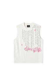 Dangerouspeople DSP Contrast Graffiti Loose Tank Top Sorona Cool‑Feel Sleeveless Shirt
