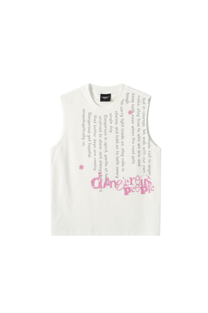 Dangerouspeople DSP Contrast Graffiti Loose Tank Top Sorona Cool‑Feel Sleeveless Shirt