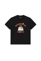 DangerousPeople DSP｜Fun Cartoon Mini‑D Print Heavyweight 100% Cotton Drop‑Shoulder T‑Shirt