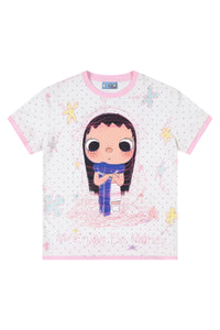MEDM YUY Yu Contrast Trim Neck Cuff Women Cute Crew Neck T-Shirt