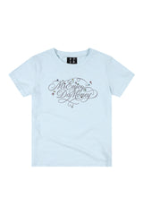 MEDM Rhinestone Cursive Slim Crew Neck Women T-Shirt