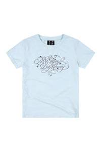 MEDM Rhinestone Cursive Slim Crew Neck Women T-Shirt
