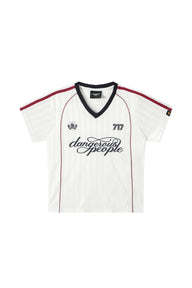 DangerousPeople DSP Color‑Block V‑Neck Letter Print Retro Sport Women Casual T‑Shirt