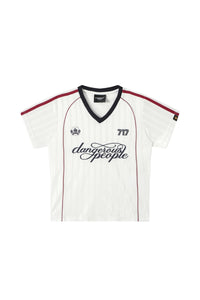 DangerousPeople DSP Color‑Block V‑Neck Letter Print Retro Sport Women Casual T‑Shirt