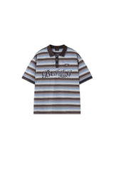BJHG Summer Couple Polo Shirt Preppy Striped Collared Short‑Sleeve Casual Top