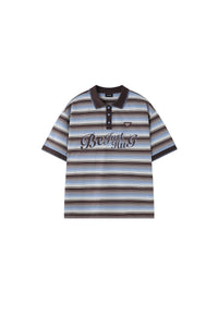 BJHG Summer Couple Polo Shirt Preppy Striped Collared Short‑Sleeve Casual Top