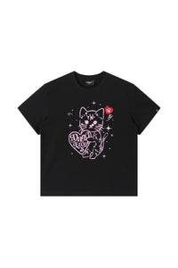Dangerouspeople DSP Cat Dog Heart Print Drop‑Shoulder Unisex T‑Shirt