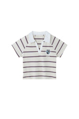 BJHG Summer New Women Cotton T‑Shirt Preppy Style Striped V‑Neck Slim Fit Fashion Top