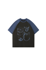BJHG Unisex Emotional Kitty Print Couple Tee