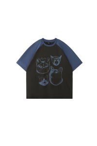 BJHG Unisex Emotional Kitty Print Couple Tee