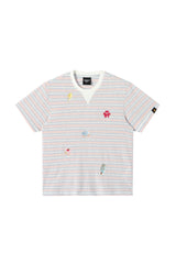 Dangerouspeople DSP Fun Embroidery Dessert Stripe Drop‑Shoulder Unisex T‑Shirt