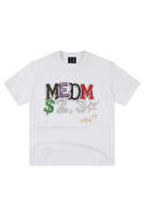 MEDM Jewel Letter Heat Set Print Sorona Cooling Sun Protection Couple Tee