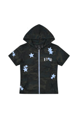MEDM Camo Star Zip Short Sleeve Hoodie Women