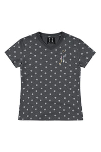 MEDM Cropped V-neck Puppy Paw All Over Print Women's Slim Tee