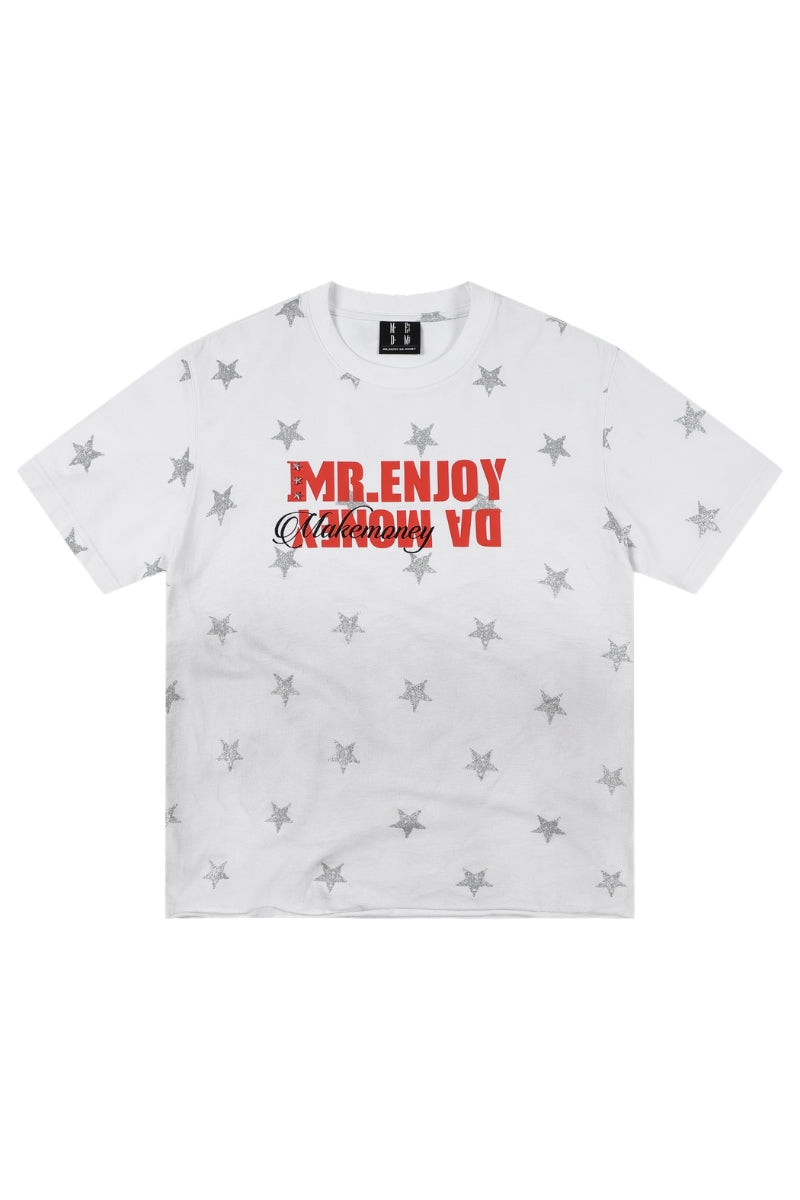 MEDM Contrast Star Logo Vintage Loose Unisex T-shirt