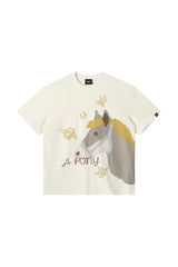 DangerousPeople DSP Pony Series Color‑Block Money‑Luck Pony Loose Tee
