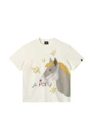 DangerousPeople DSP Pony Series Color‑Block Money‑Luck Pony Loose Tee