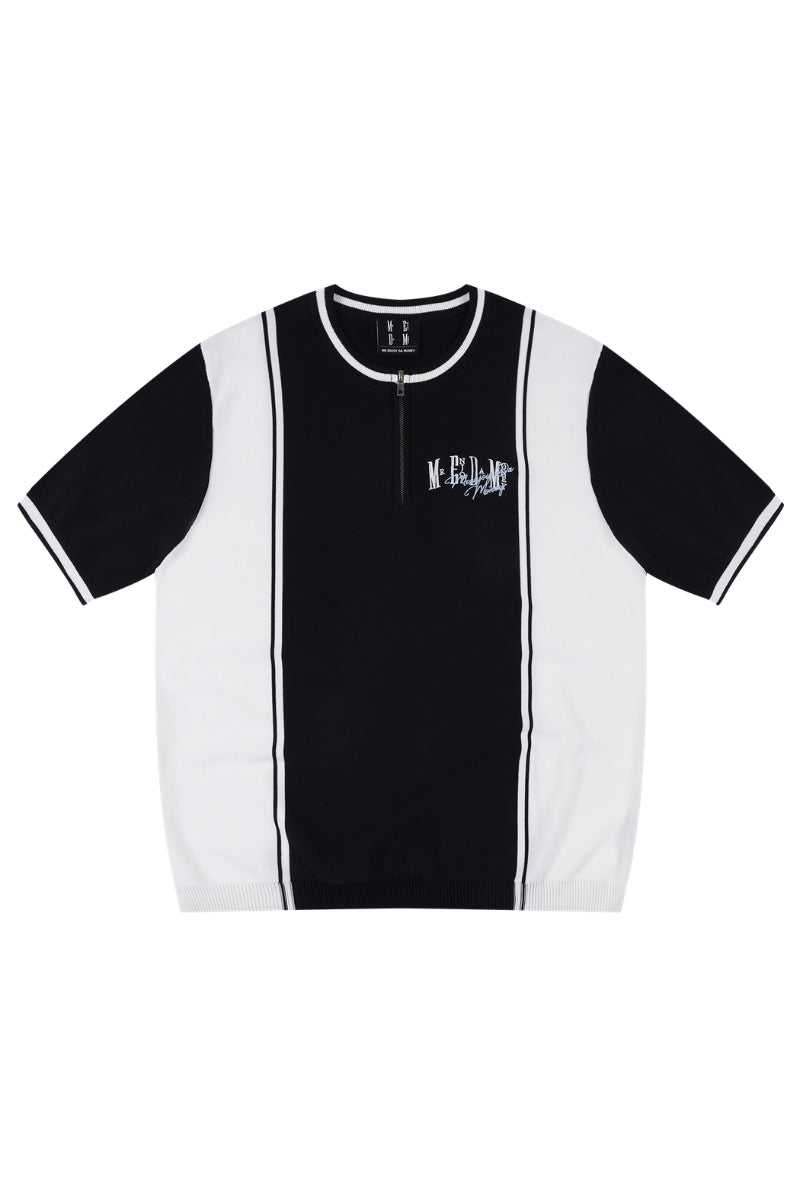 MEDM Old Money Color Block Knit Set Drop Shoulder Tee