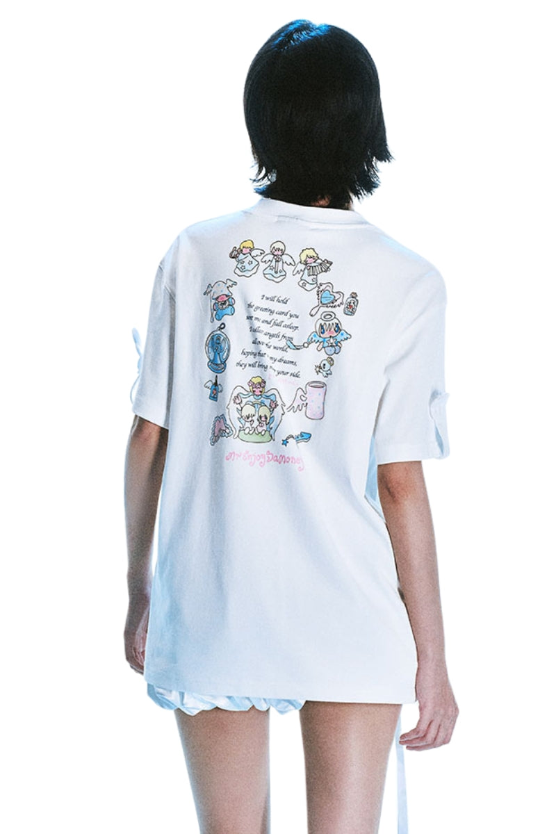 MEDM × Niaoyiyi | Angel Wing Sleeve Strap Women Tee