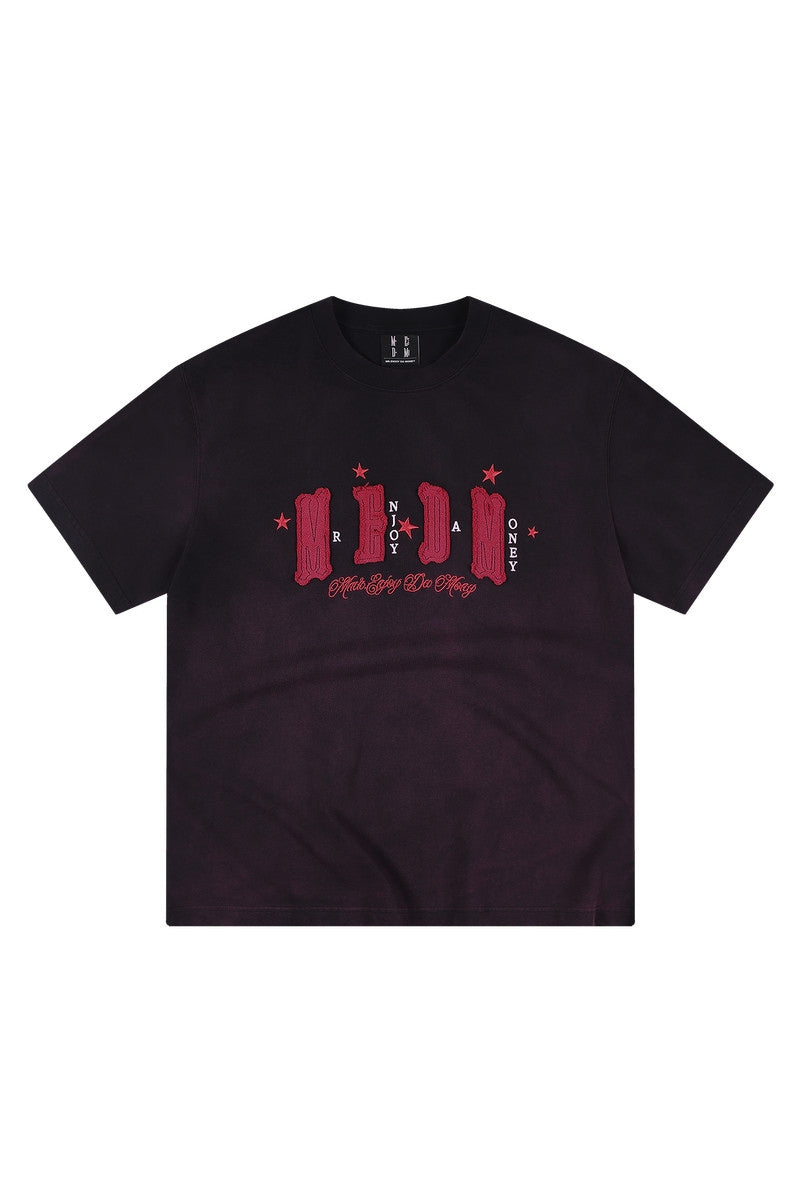 MEDM Casual Loose Fit Appliqué Logo Crew Neck Unisex Tee