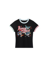 BJHG X Powerpuff Girls Women Fitted Short‑Sleeve T‑Shirt Summer Streetwear Top