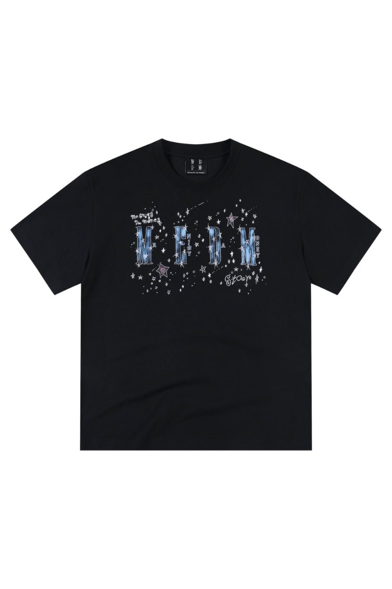 MEDM Angel Wreath Rhinestone Loose Couple T-Shirt