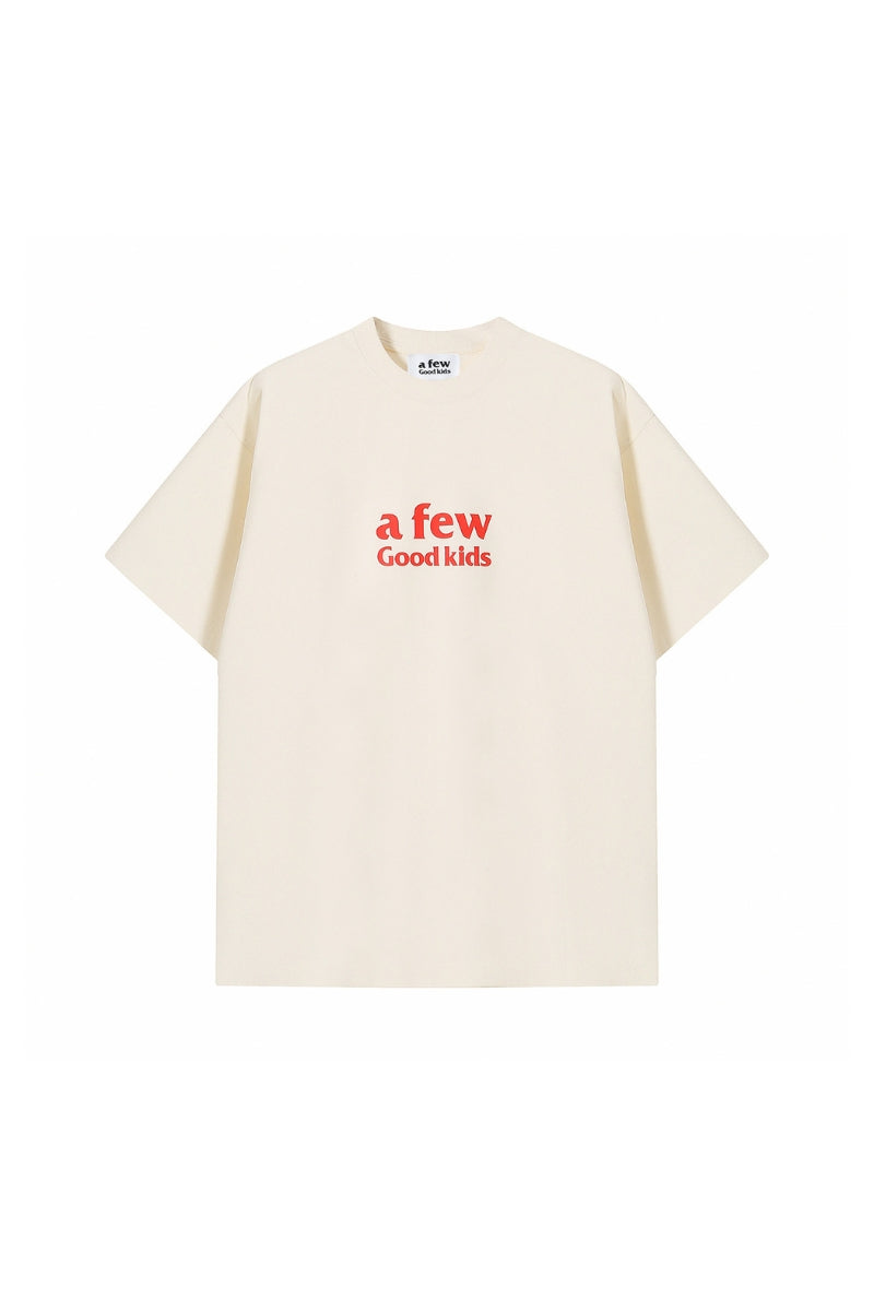 AFGK Basic Double Row Logo Color Block Tee Unisex American Casual T-shirt