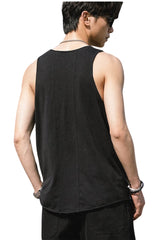 BJHG Men Cotton Sleeveless Tank Top Summer Loose Outdoor Fitness Vest