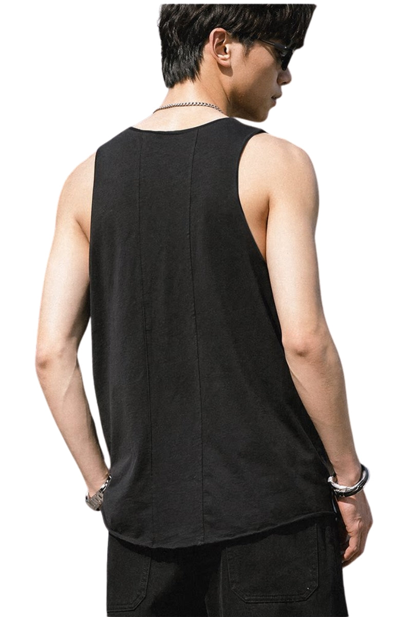 BJHG Men Cotton Sleeveless Tank Top Summer Loose Outdoor Fitness Vest