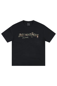 MEDM Camo Print Patch Embroidery Slub Cotton Crew Neck Tee