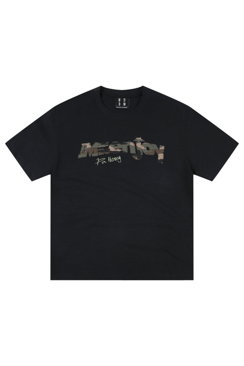 MEDM Camo Print Patch Embroidery Slub Cotton Crew Neck Tee