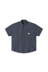 Dangerouspeople DSP｜Puzzle Patch Gingham Drop‑Shoulder Short Sleeve Shirt
