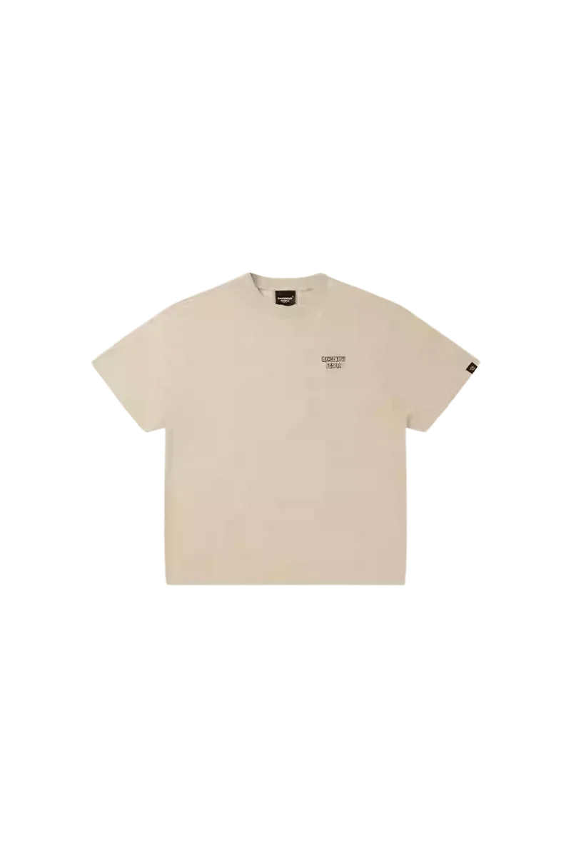 Dangerous People Back Patch Logo Tee in Soft Beige Cotton - ShaLaoBan